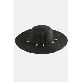 Deniz Kabuğu Hasır Şapka-Siyah