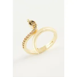 Yılan Zirkon Taşlı Yüzük-Gümüş Rengi