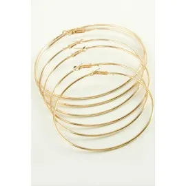 İnce Boru Metal Halka Küpe 6 Adet-Sarı