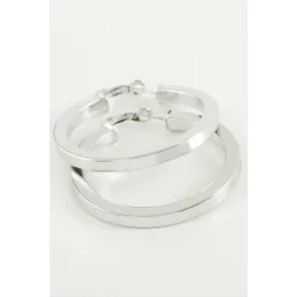 Ezme Halka Küpe 6 cm-Gümüş Rengi