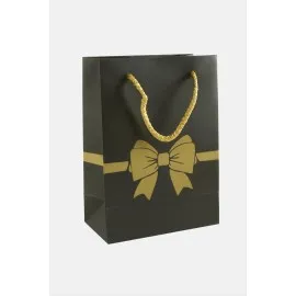 13X18 Fiyong İpli Karton Çanta 1 Adet-Siyah