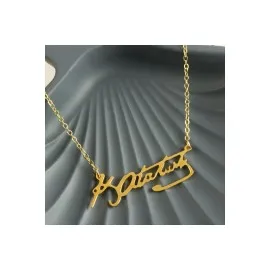 Mustafa Kemal Atatürk İmzalı Uçlu Kolye-Sarı