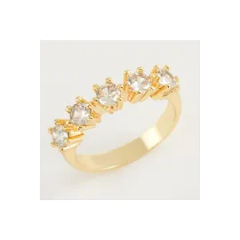 Zirkon Beş Taşlı Yüzük-Sarı