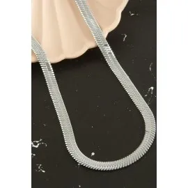 Lüx İtalyan Çelik Zincir Kolye 45Cm-Gümüş Rengi