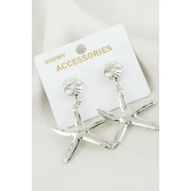 Deniz Yıldızı Metal Küpe-Gümüş Rengi