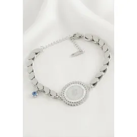 Para Arpa Zincir Lüks Çelik Bileklik-Gümüş Rengi