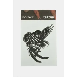 Kanatlı Kadın Tattoo Dövme Sticker-Beyaz