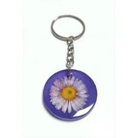 Papatya Epoksi Anahtarlık-Mor