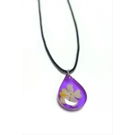 Kartopu Çiçeği Damla Epoksi Kolye-Mor