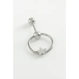 Yıldız Çelik Piercing 1 Adet-Gümüş Rengi