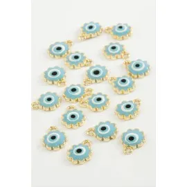 Çiçek Nazar Tek Kulplu Mineli Bileklik Ve Kolye Ucu Aparatı 1 Adet-Turkuaz