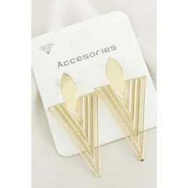 Üçgen Trend Metal Küpe-Sarı