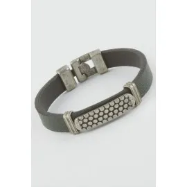 Noktalı Suni Deri Bileklik-Yeşil