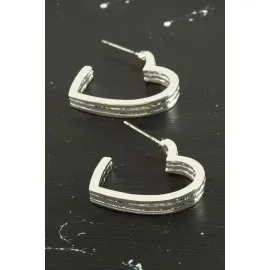 Kalp Trend Metal Küpe-Gümüş Rengi