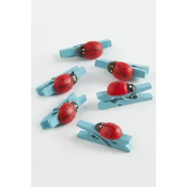 1 Adet Uğur Böceği Süs Mandal-Mavi