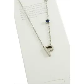 Gümüş Renkli Harfli Çelik Kolye-P