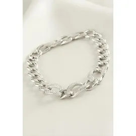 Xuping Oval Zirkon Taşlı Lüks Çelik Bileklik-Gümüş Rengi