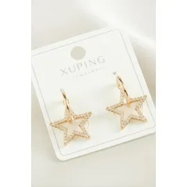 Xuping Yıldız Zirkon Taşlı Lüks Çelik Küpe-Sarı