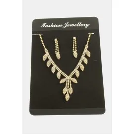 Yaprak Lüks Suyolu Set Kolye-Sarı