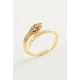 Yılan Zirkon Taşlı Yüzük-Sarı