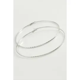 Zincir Çizgili Metal Halka Küpe 8-9-10 cm-9 cm