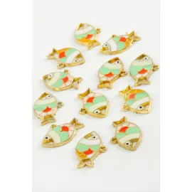 Balık Tek Kulp Mineli Bileklik Ve Kolye Ucu Aparatı 1 Adet-Sarı