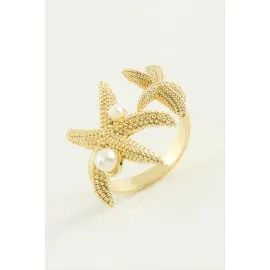 Deniz Yıldızı İnci Metal Yüzük-Gümüş Rengi