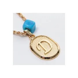 Plastik Boncuklu Burgulu Harfli Kolye-D