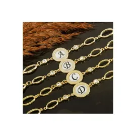 Harfli Yeni Sezon Metal Taşlı Bileklik-A