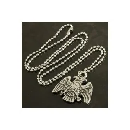 Çift Başlı Kartal Metal Kolye-Gümüş Rengi