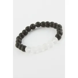 Buzlu Kuvars Onix Doğaltaşlı Bileklik-Siyah