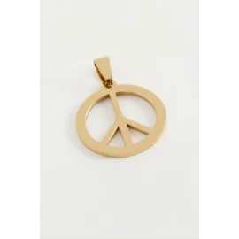 Barış İşareti Çelik Kolye Ucu 2,5 Cm-Sarı