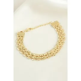 Hasır Şekilli Zincir Bileklik-Sarı