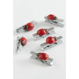 1 Adet Uğur Böceği Süs Mandal-Gri