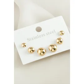 6 Adet Yuvarlak Çelik Küpe-Sarı