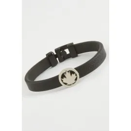 Ağaç Kaliteli Suni Deri Bileklik-Siyah