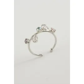 Oval Renkli Taşlı Yüzük-Sarı