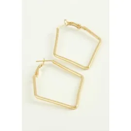 Dörtgen Halka Küpe 6 Cm-Sarı