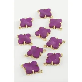 Çiçek Tek Kulp Polyester Bileklik Ve Kolye Ucu Aparatı 1 Adet-Lila