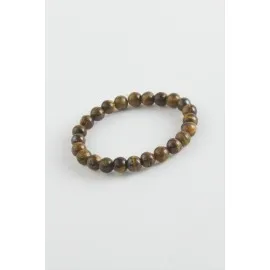 Çocuk Kaplangözü Doğaltaş Bileklik 6 Mm-Kahverengi