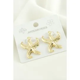 Deniz Yıldızı Trend Metal Küpe-Sarı