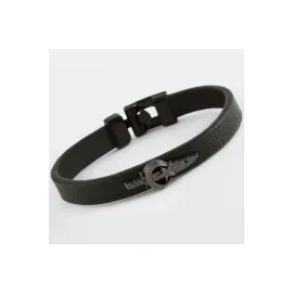 Ay Yıldız Hançer Kaliteli Suni Deri Bileklik-Siyah