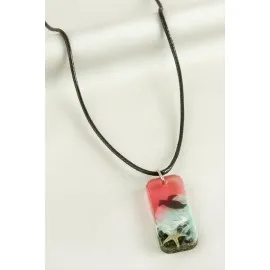 Deniz Yıldızı Dikdörtgen Epoksi Kolye-Pembe