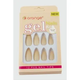 Orange Yapıştırıcılı Jel Takma Tırnak-Krem