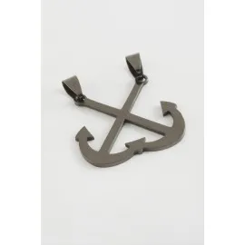 Çapa Çelik Kolye Ucu 3,5 Cm-Siyah