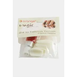 Krem Renkli Kartela Takma Tırnak 24 Adet-Krem