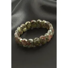 Oval Kesim Akik Doğaltaşlı Bileklik-Yeşil