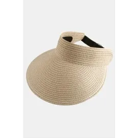 Kasketli Hasır Plaj Şapkası-Bej