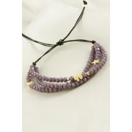 Üçlü Kristal Bileklik-Lila