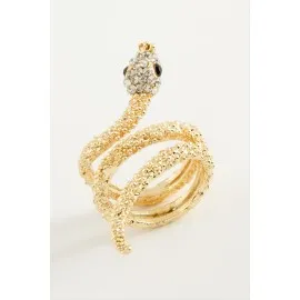 Yılan Taşlı Metal Yüzük-Gümüş Rengi